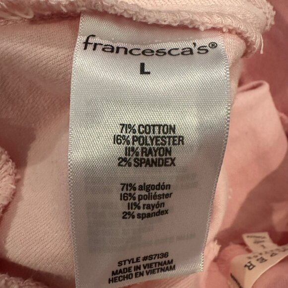 Pink Button-Front Frayed Hem Mini Skirt Harper Heritage By Francescas Size L - Picture 6 of 7